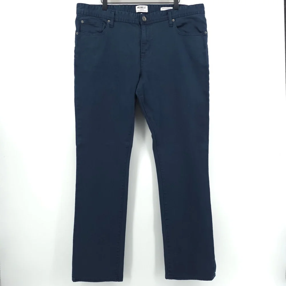 William Rast Mens Pants Dean Slim Straight 40x32 Navy Blue Chino Twill Justin T
